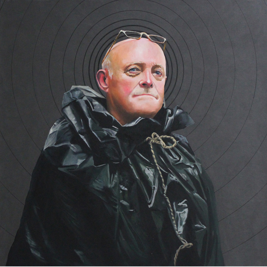  Autoportrait (2010) 100 x 100 cm huile sur toile fond graphite noir 