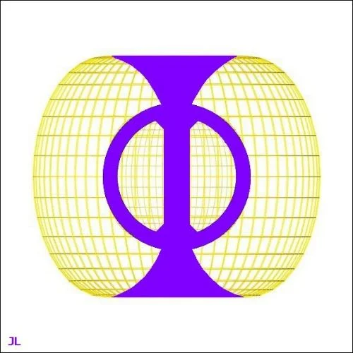 The symbol for phi, or the Golden Ratio, taken as a description of space within a torroidal field. Photo source universaria.net