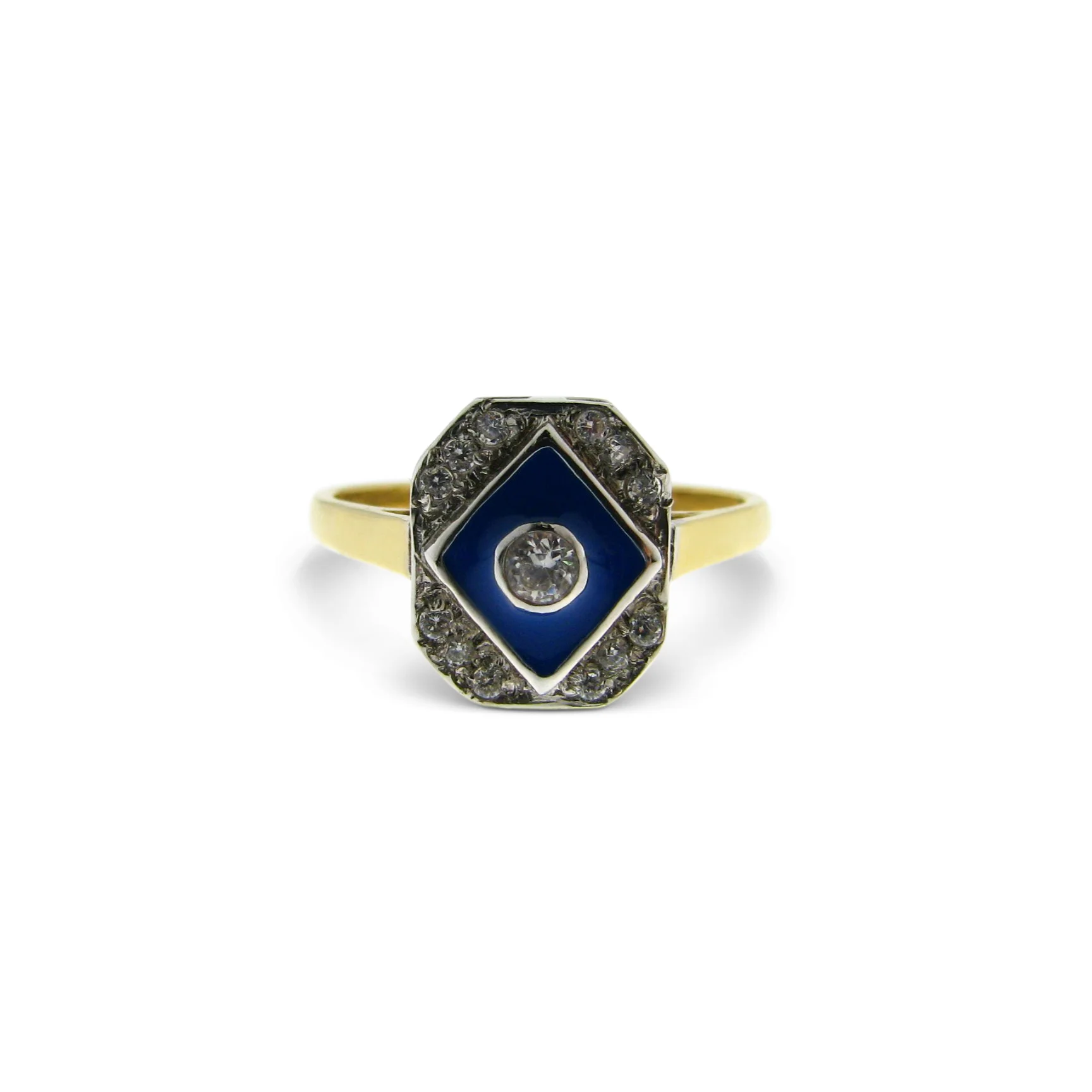 Art Deco inspired CZ & Enamel ring