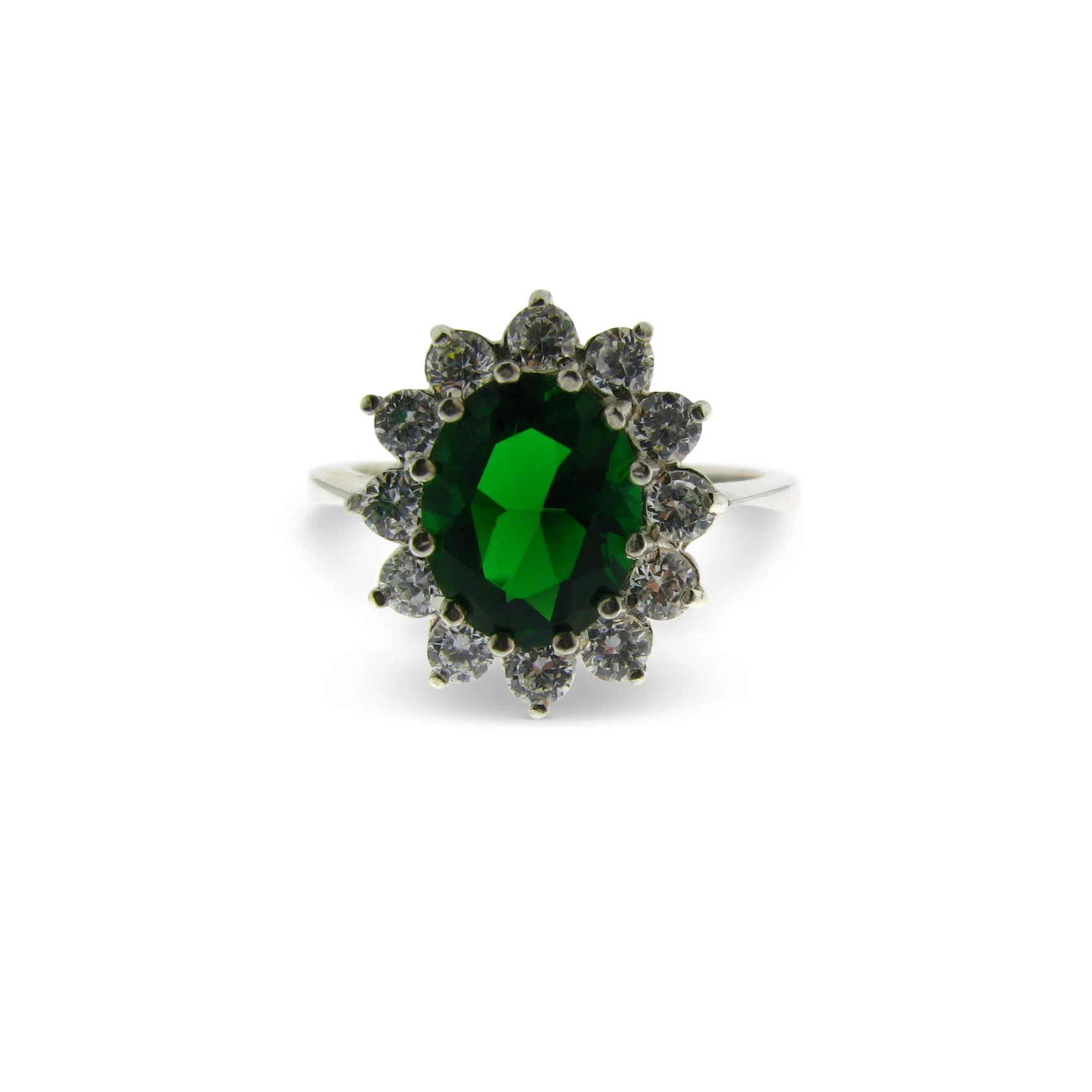 Synthetic Emerald & cz ring