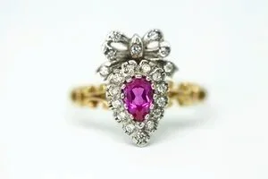 Georgian style heart & bow Ring