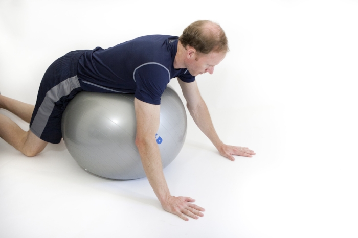 Stability-ball push-up: start position. 