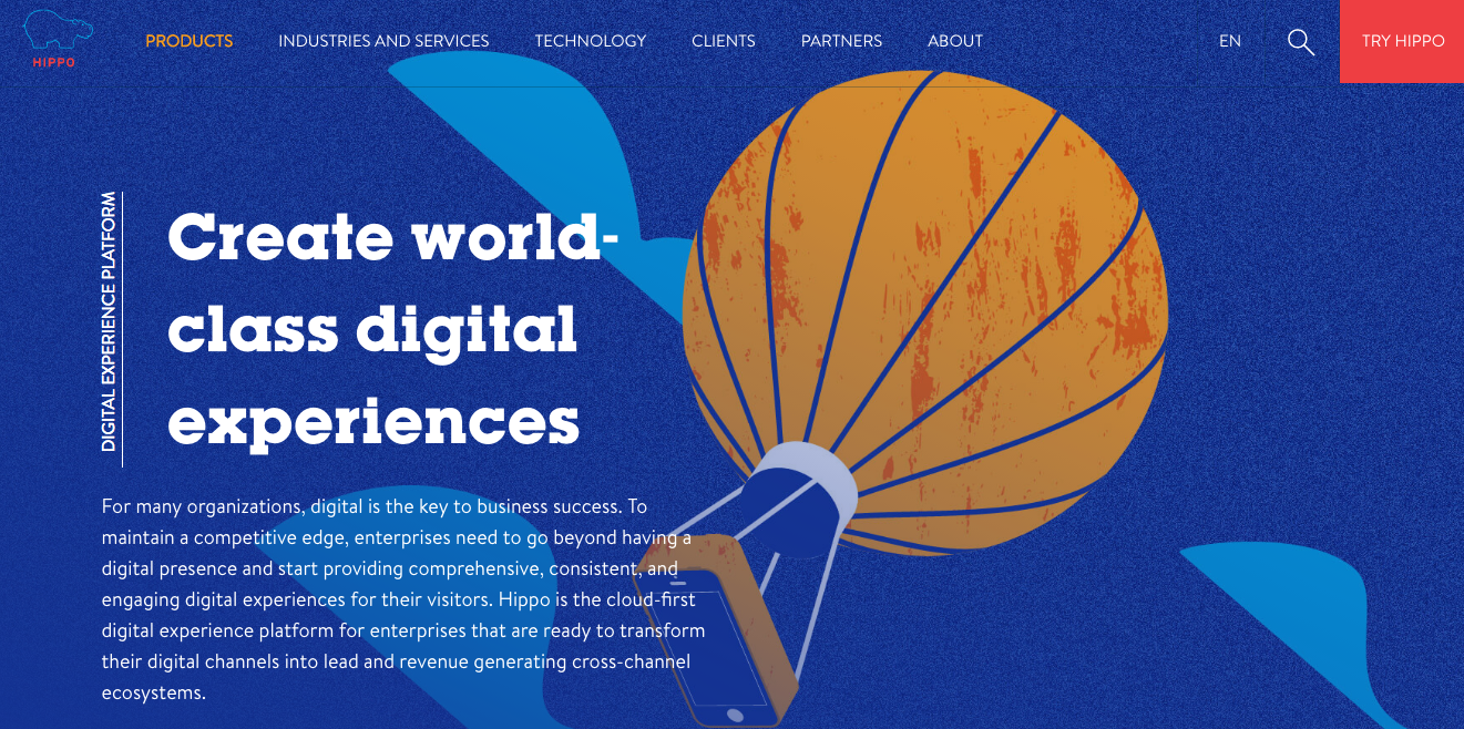 The new Hippo website: all copy mine, design by giving creative freedom to our in-house designer.