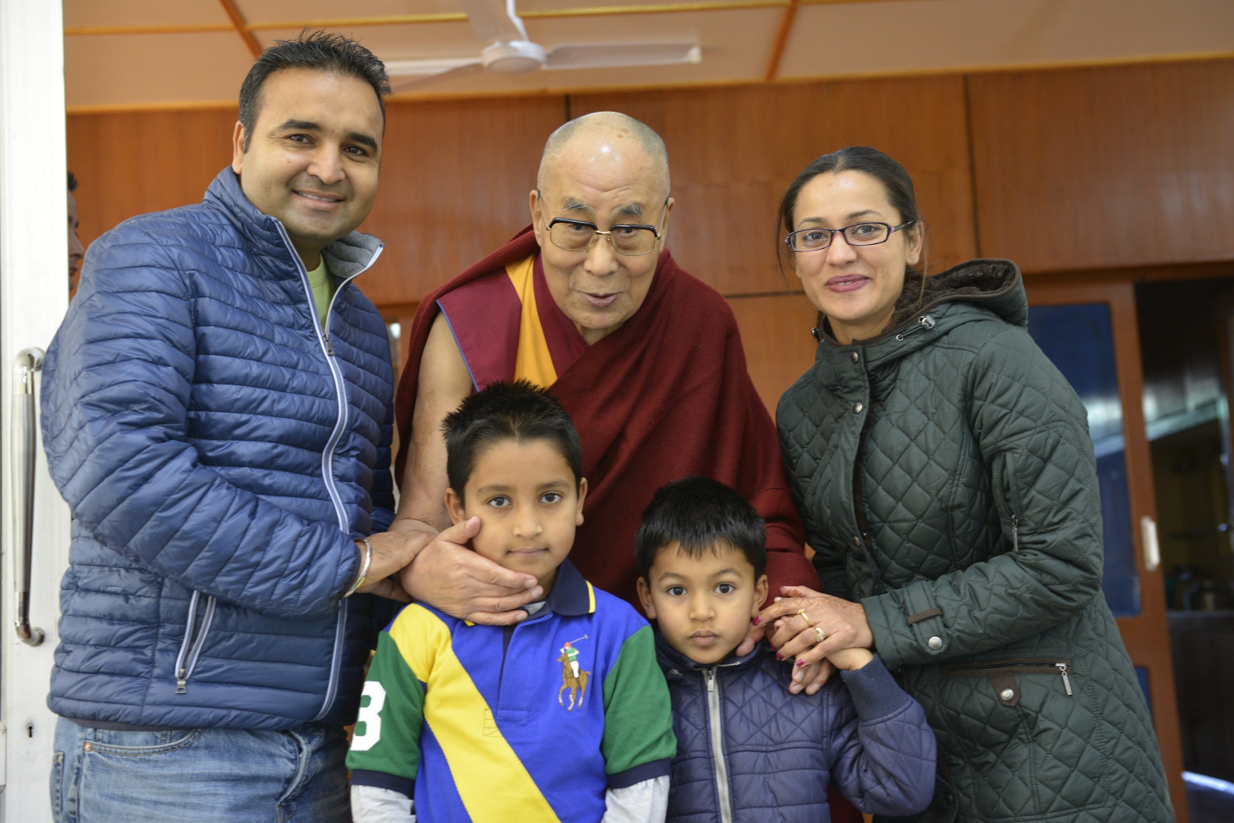 Tejinder Singh Sekhon and family with Dalai Lama