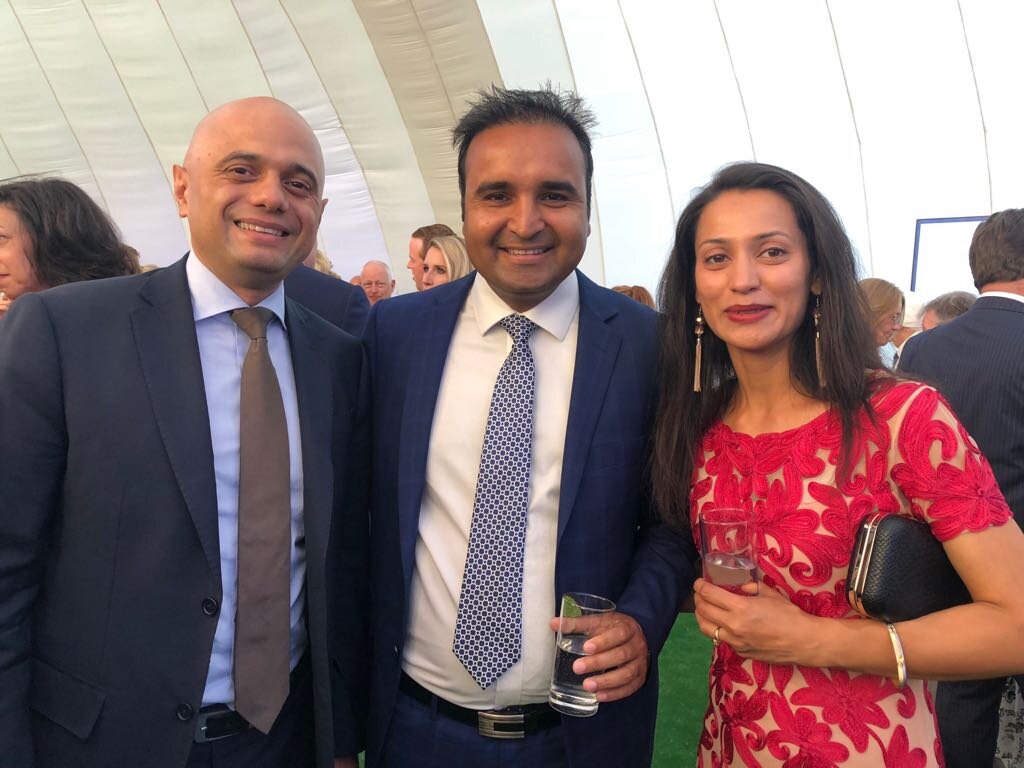 Tejinder Singh Sekhon with Sajid Javid (Secretary of State for Health and Social Care of the United Kingdom)