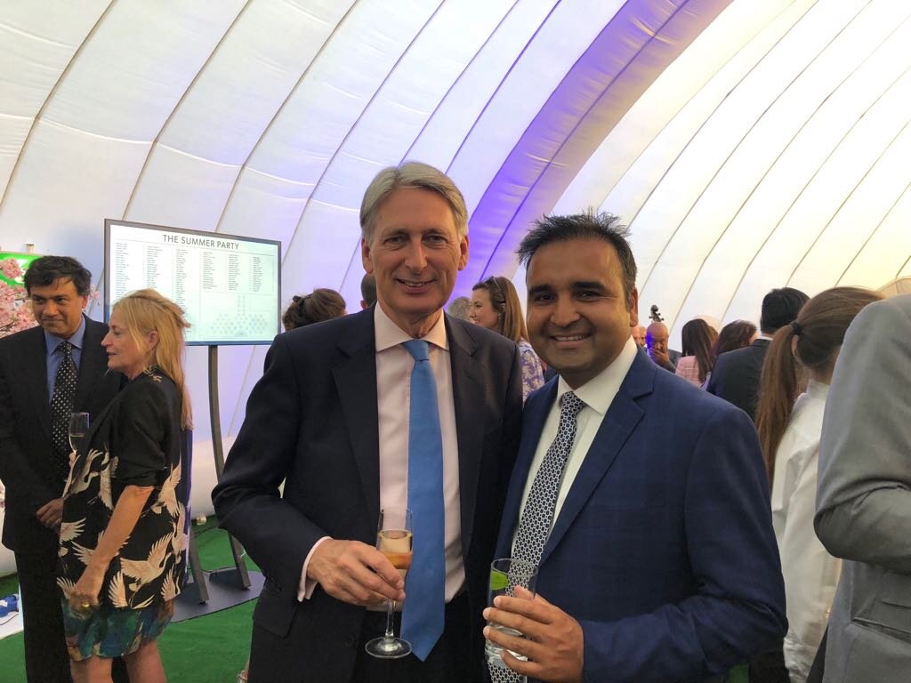 Tejinder Singh Sekhon with Philip Hammond (Member of House of Lords of the United Kingdom)