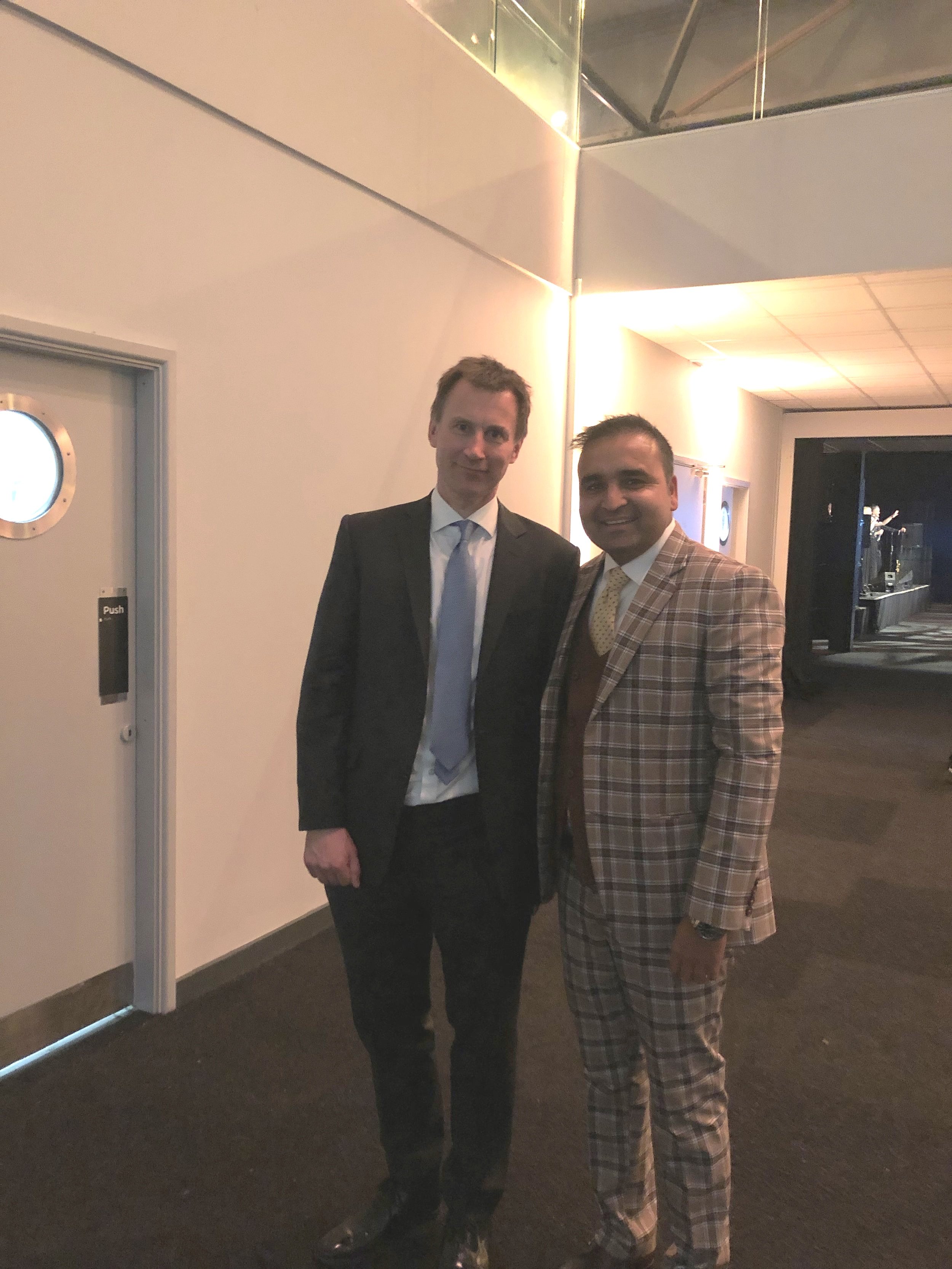 Tejinder Sekhon with UK Finance Minister Jeremy Hunt