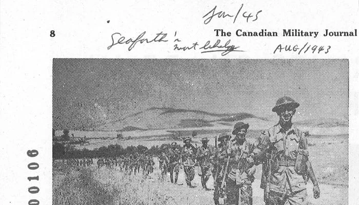 Highland troops marching from Regalbuto to Ademo (sic) Adrano, August 1943