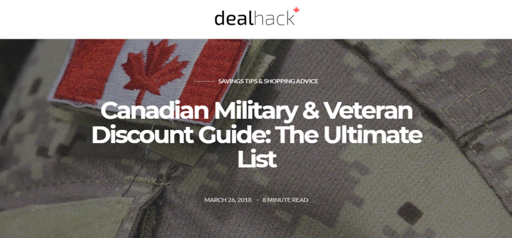 Dealhack Canada's Military & Veteran Discounts