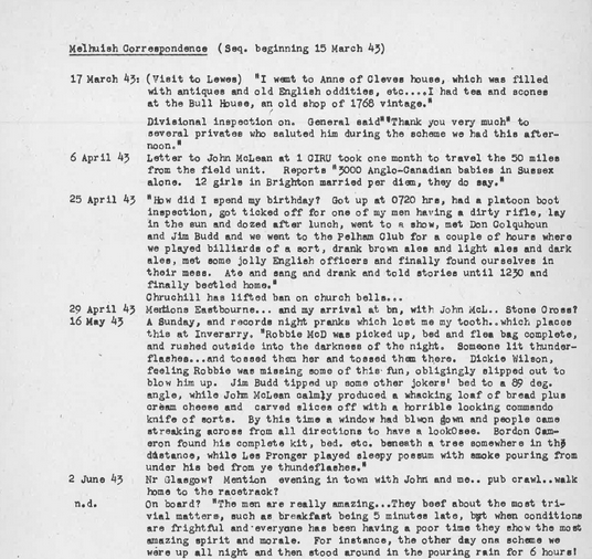 Melhuish Correspondence