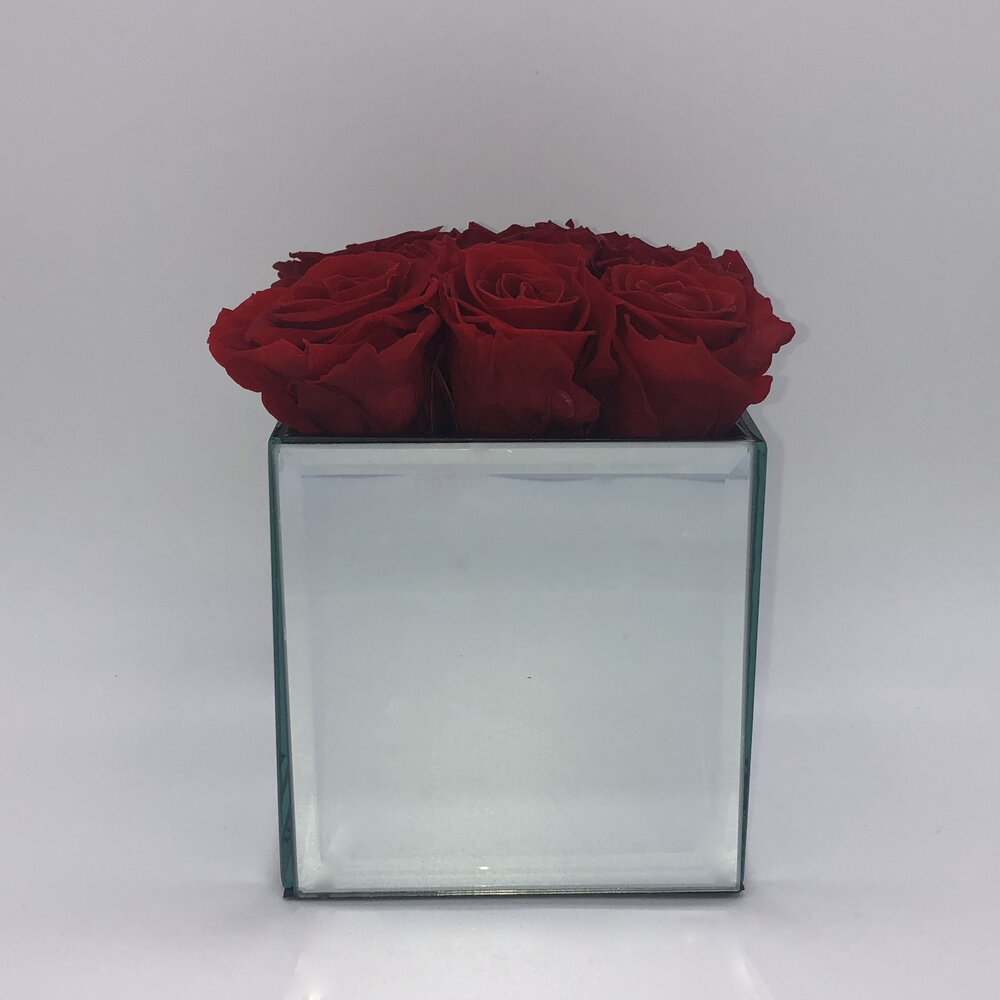 Infini Cube Luxury Preserved, Large Mirrored Square Vase