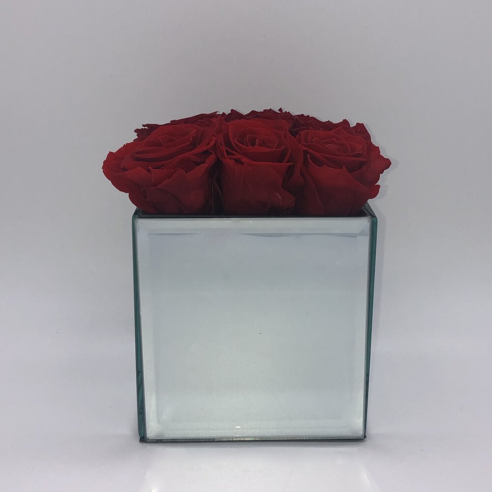 Infini Cube Luxury Preserved Flower Arrangements Infiniblooms Infini Cube Luxury Preserved, Large Mirrored Square Vase