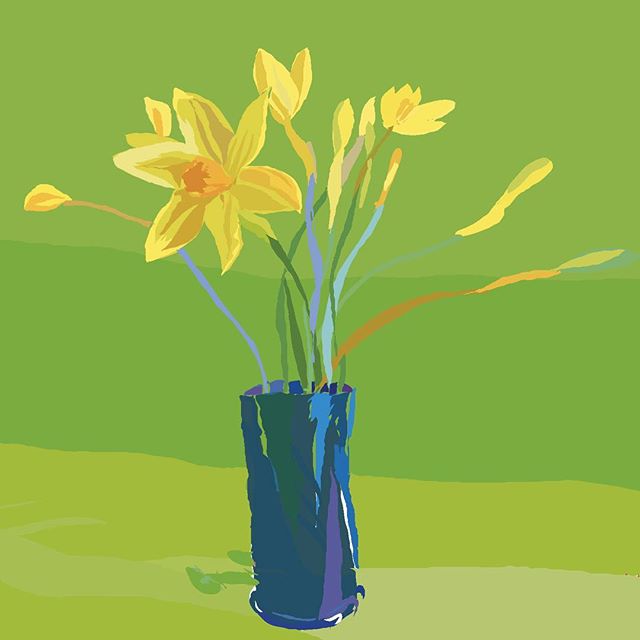 #eastersunday #daffodils #yellow #ipaddrawing #quicksketch #spring #colour