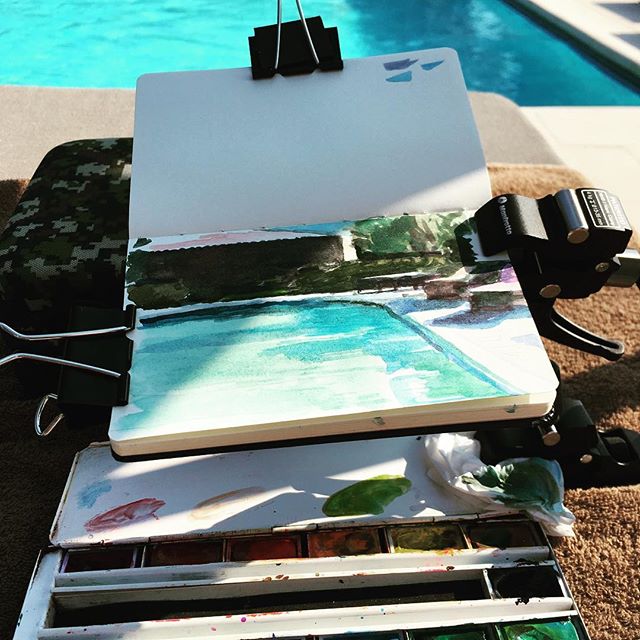 #poolside #sketch #holiday #cotedazur #watercolour #relaxing #hotandsunny