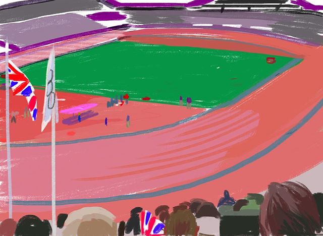 I'm enjoying #olympics #rio2016 memories of #london2012 #ipadart #sketch of #athletics from the #olympicstadium