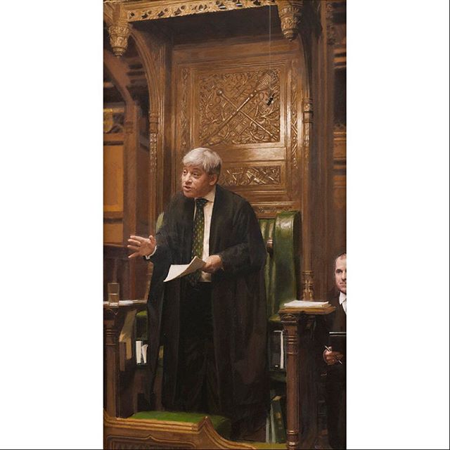 My commissioned portrait of #Speaker John Bercow for the Speaker's House in #housesofparliament #oiloncanvas #2011 #palaceofwestminster #houseofcommons #parliament #actionportrait #debate #gesture #carvedwood #stateroom #politics #politicians #politi