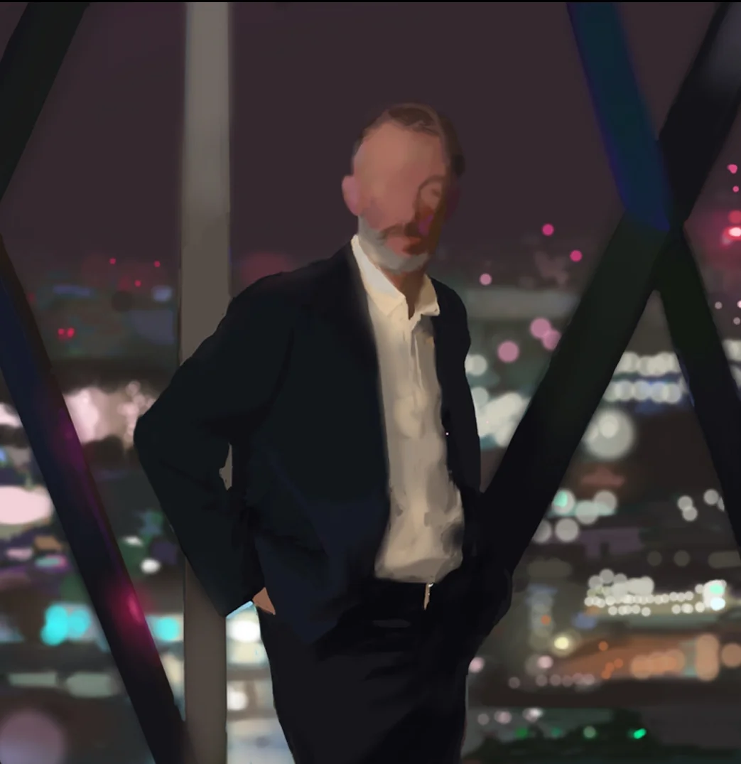 First compositional study for Portrait of David Nish