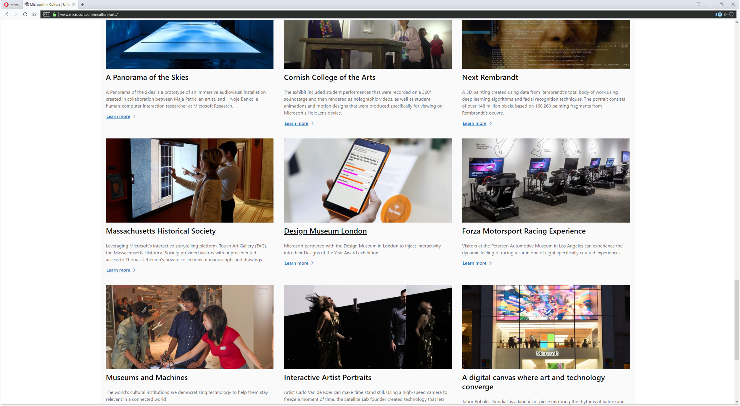 The project featured on the official Microsoft In Culture page