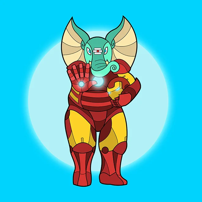 While his brother Karthikeya is often shown in full battle armor, Ganesha is usually never shown in armor even though he’s shown holding multiple weapons with his many arms at times. And then this crazy thought struck me, what would Ganesha look like in Iron Man’s armor?
This is what came out of that.