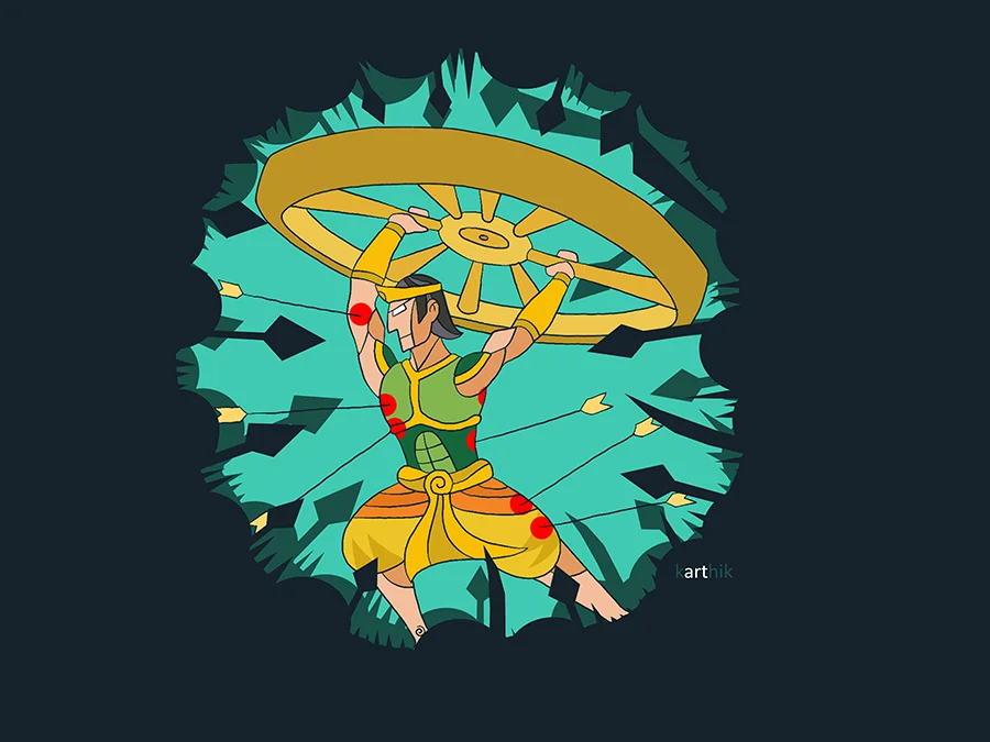 Tales from the Mahabharata Abhimanyu was one of few warriors who knew how to enter the dreaded spiral battle formation and reach its center, although he lacked the knowledge of breaking the formation and exiting it.
He always represents two things for anyone reading the epic Mahabharata:
1) Someone so courageous and capable that it took all his enemies combined to surround him on all sides, separate him from his allies and finally take him down.
2) Someone who had incomplete knowledge on how to face a particular problem but decided to tackle it head-on instead of researching further or planning for a backup because he felt it was too cowardly to back down.
His enemies broke many rules and he died unfairly. But his death made his team realize that in order to win, they also had to break free of the established rules and think creatively to tackle the complex problems they faced. It also gave his team the drive to avenge his death that eventually led to their victory.