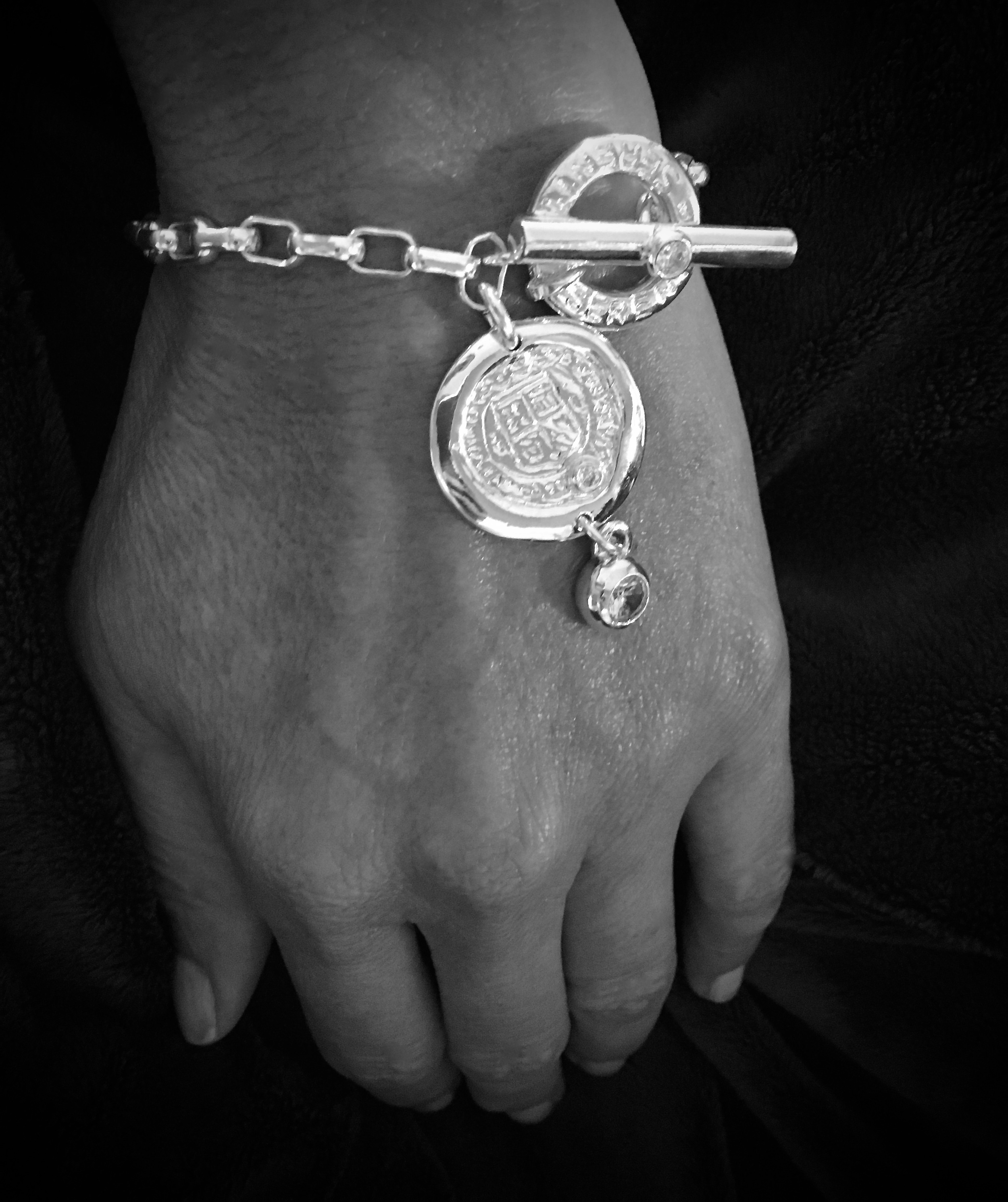 Ship Coin Bracelet:wearing.jpg