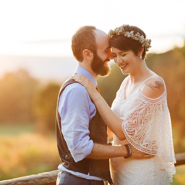 So in love with this sunset portrait of Sam and Katie! #married #sunsetbridal