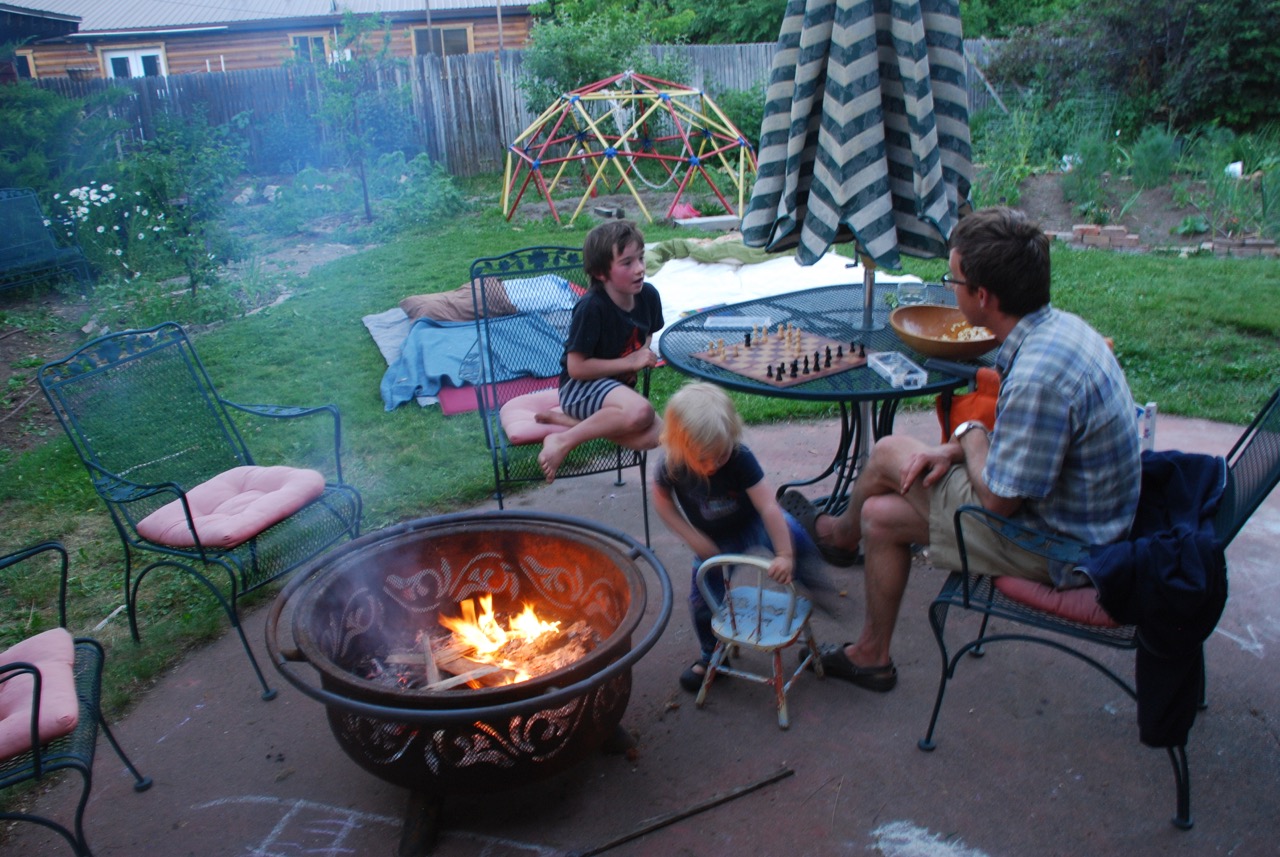 New moon sleep-out and bonfire in the back yard