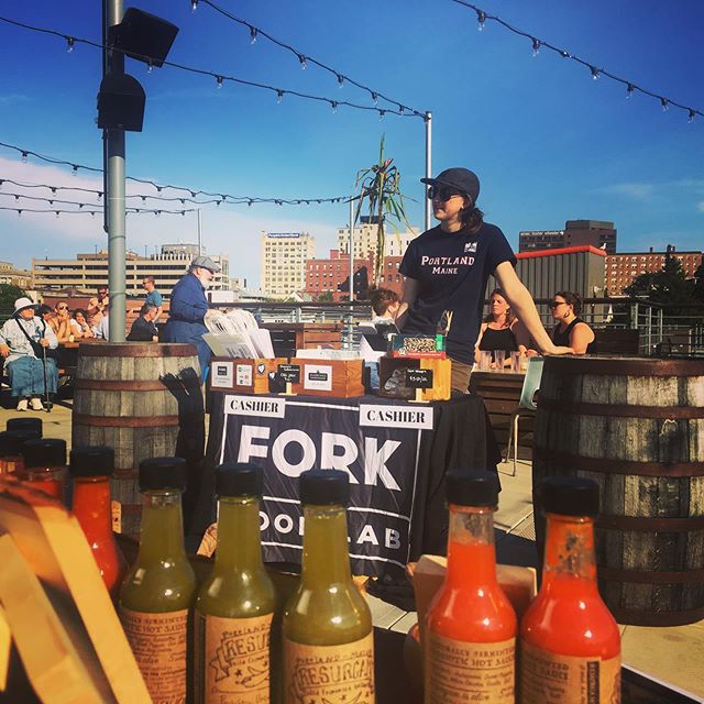 Hangin out on the rooftop this evening! Surrounded by @revisionsolar with all sorts of @forkfoodlab goodies. Stop by for drinks, snacks, and sauce 🌶 #enjoythesun