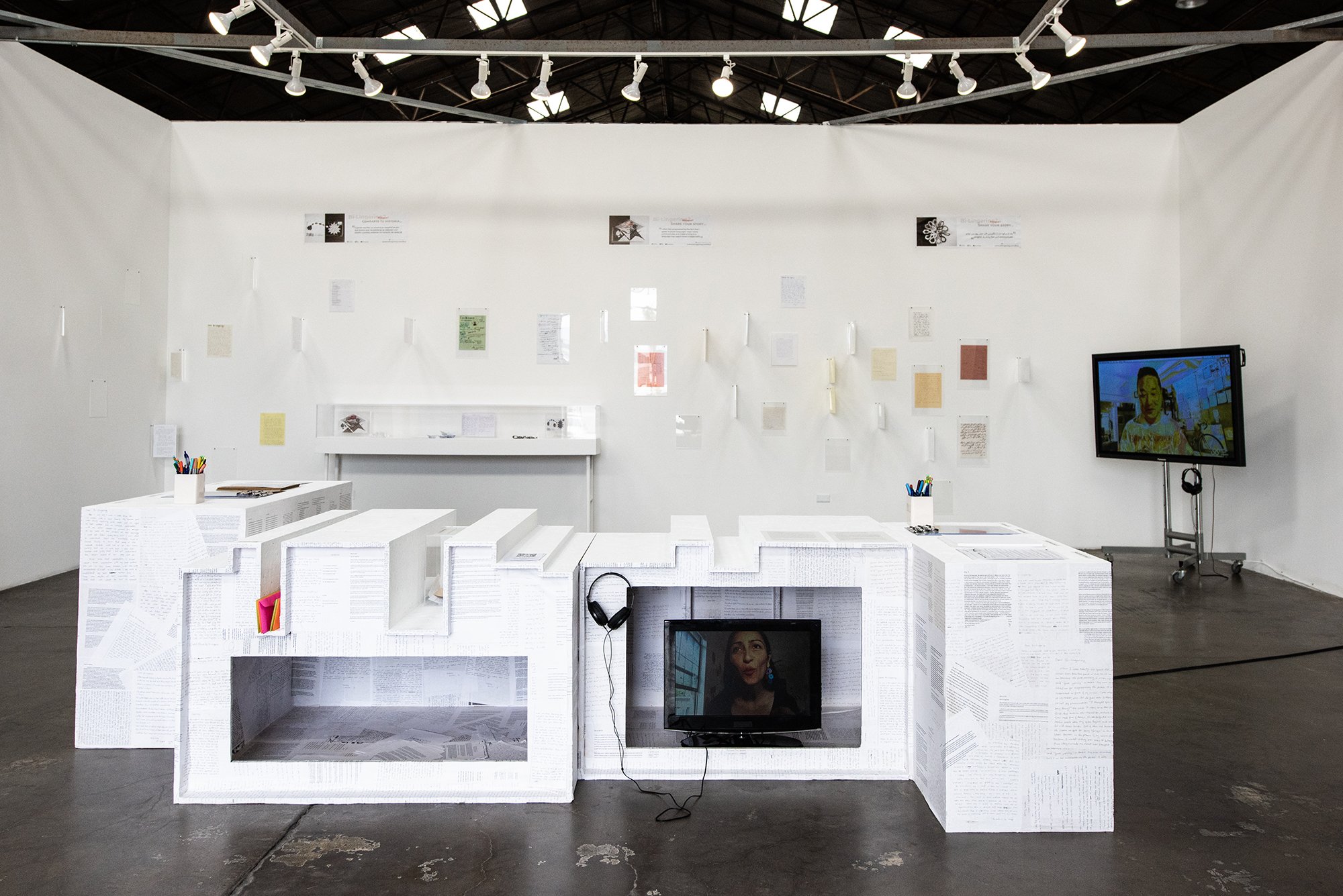 Installation view of Bi-Lingering exhibit