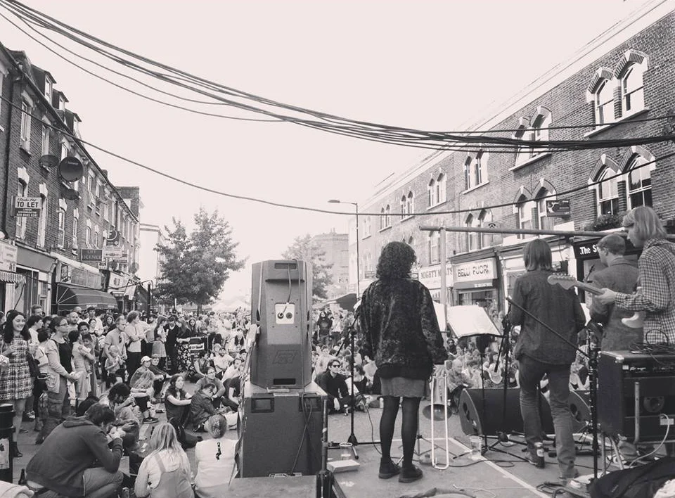 Balkan Space Jazz ensemble MIMIKA play the 2014 Dentist Stage at the Chatsworth Road Festival