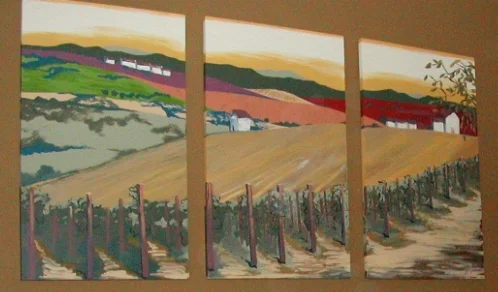 Italian Landscape Tryptic, 36x60 panels, Acrylic on Canvas