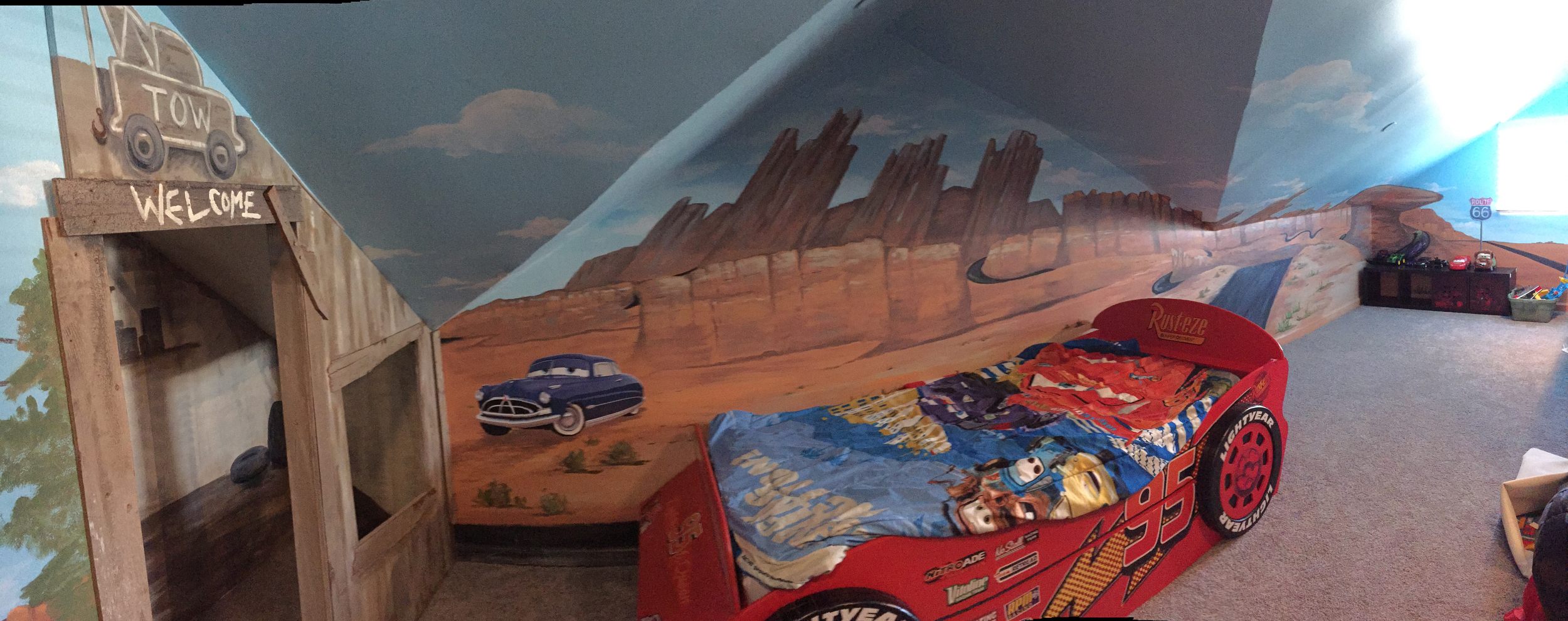 Disney CARS Themed Playspace/Bedroom with Mural