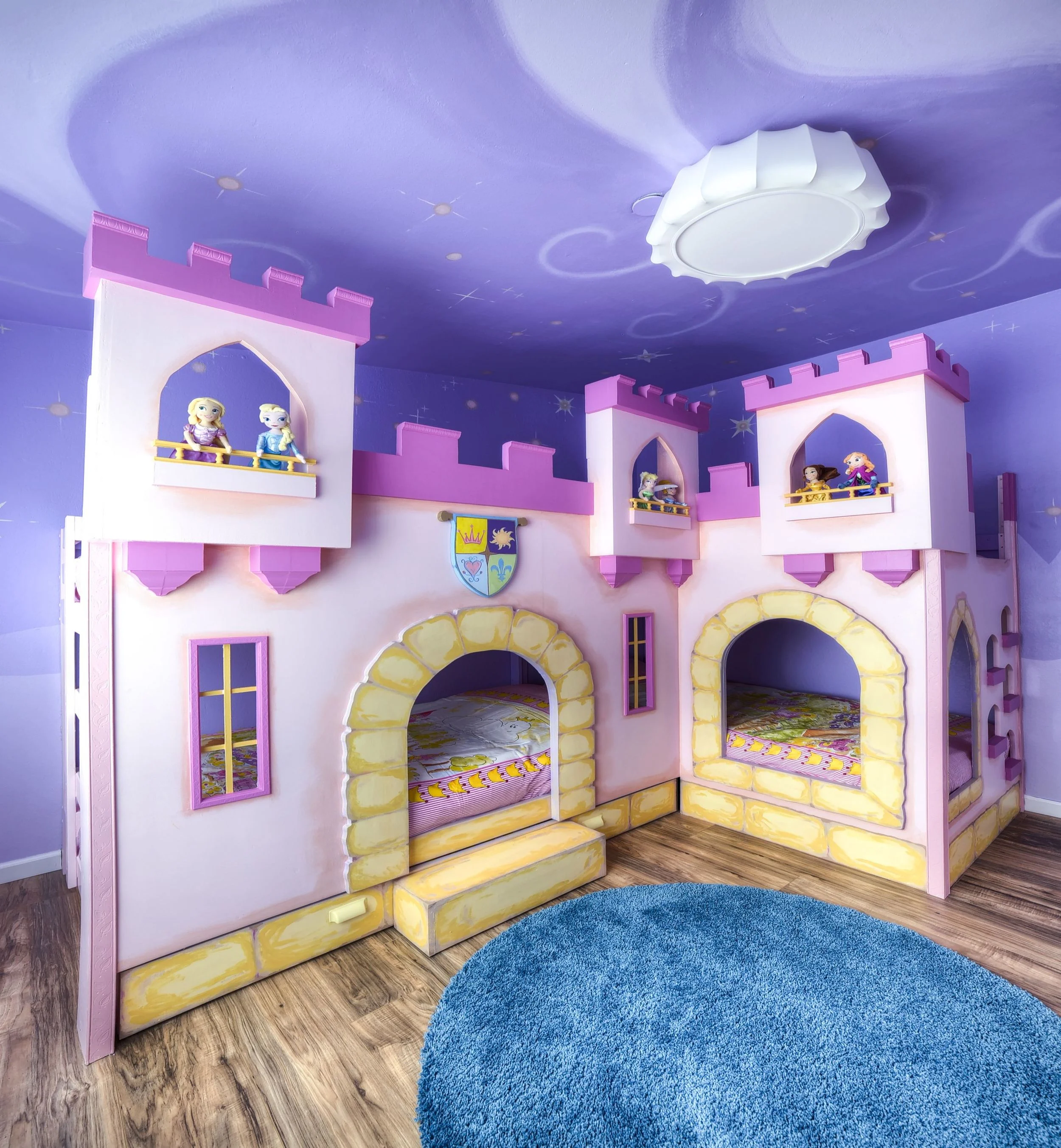 Princess Castle Designed and Painted Bunk Beds/Mural