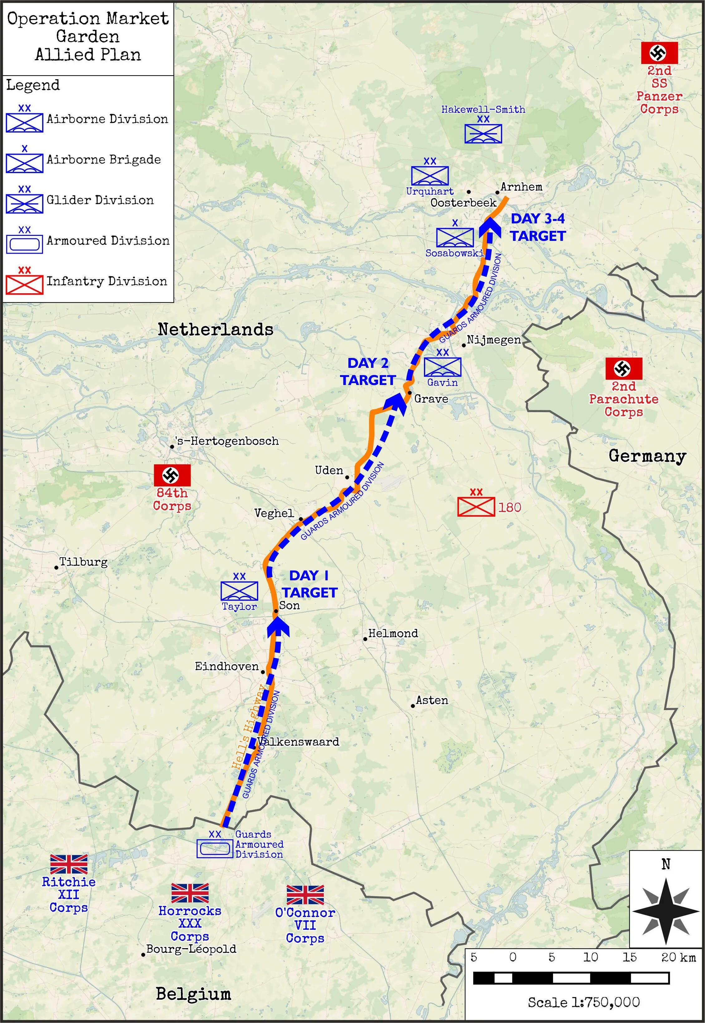 Operation Market Garden - Map of the Allied Plan