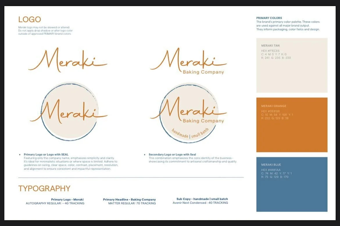 Branding Style Guide. Meraki Baking Company.