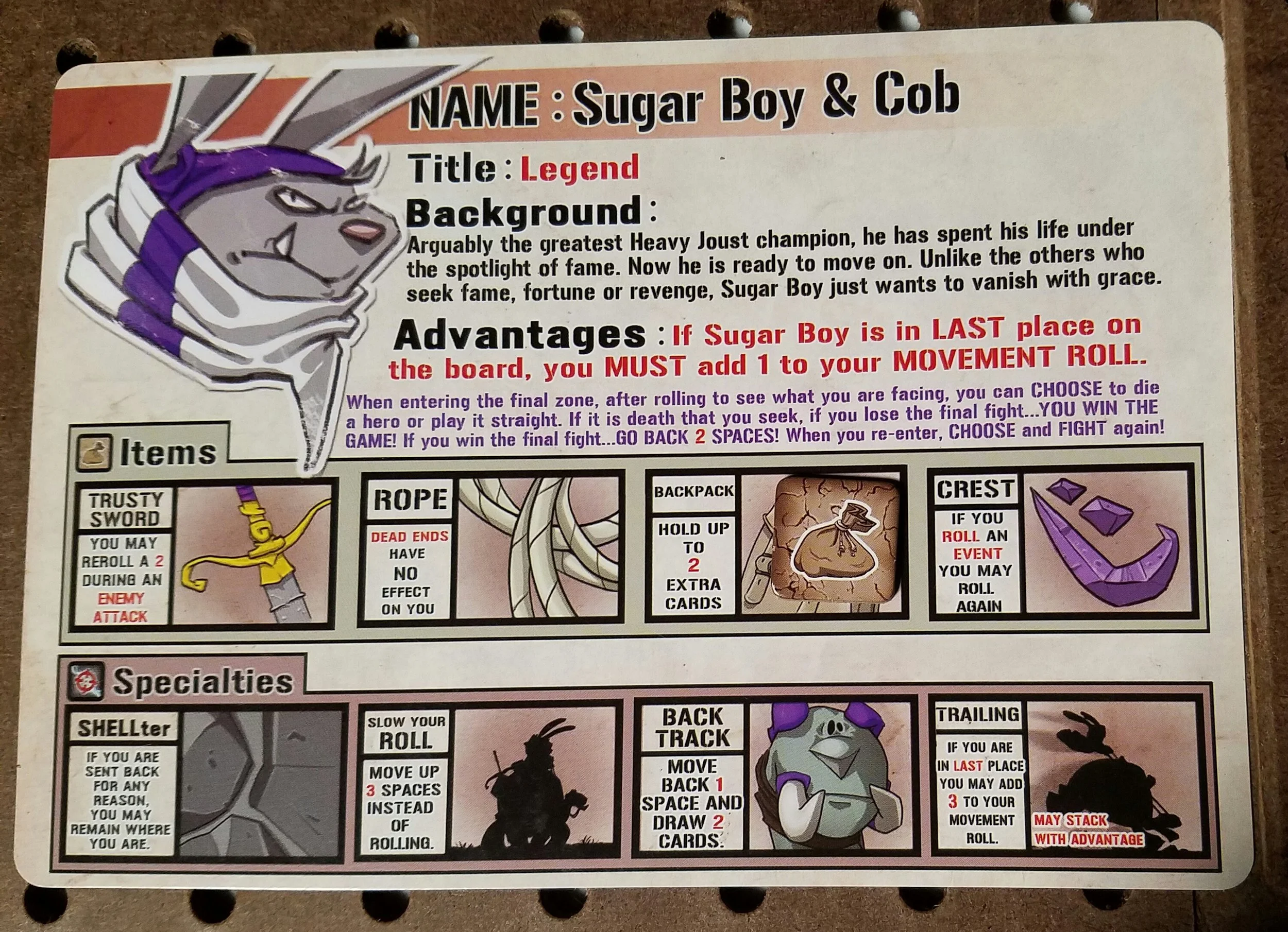 Each character has a unique set of Specialties, Advantages and varying Items to choose from. Between them all, you should be able to find a character that suits your particular play style. Sugar Boy, for example, was really handy when I rolled the final Wave after Wave survival match fight and saw my odds at survival drop immensely. I chose to die a hero-which worked great as I didn't even make it past the first wave of baddies... but I still won the game!