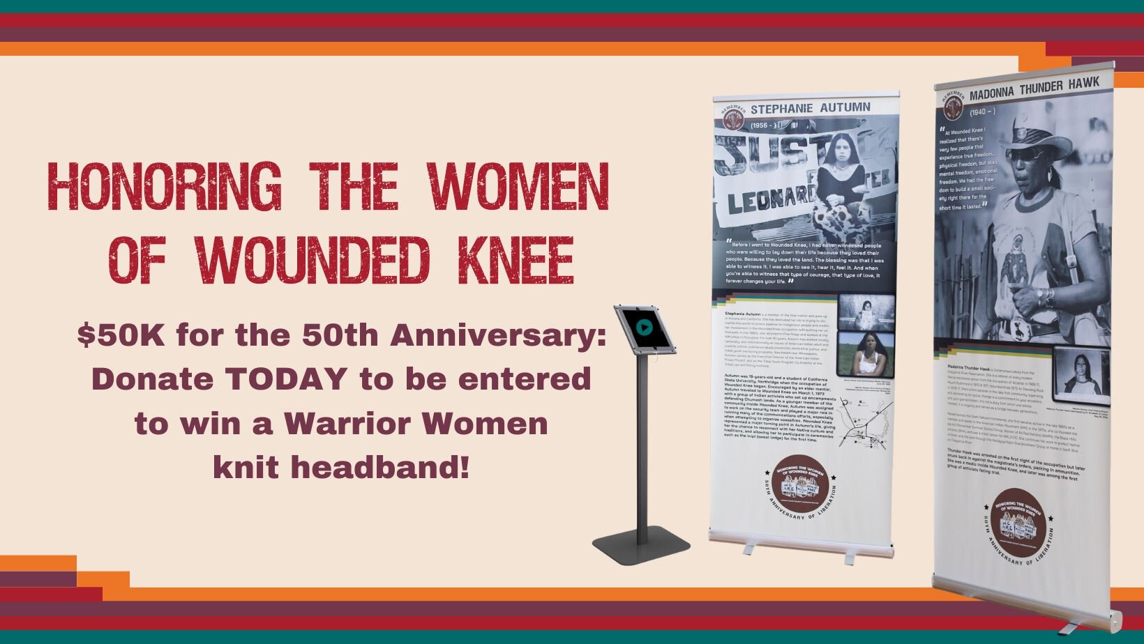 Warrior Women Project's &quot;Honoring the Women of Wounded Knee&quot; exhibit stands as a beacon of Indigenous Matriarchy. Watch our new video on the legacy of these brave women and their global impact: [https://www.warriorwomen.org/wk50]. Donate $5