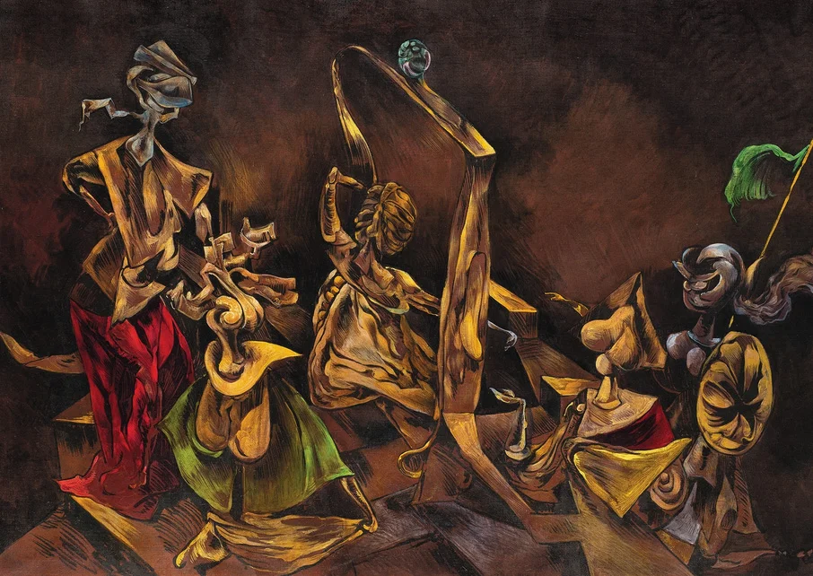 Kurt Seligmann "Sabbath Phantoms (Mythomania)" c. 1945, Oil on Canvas. Courtesy Weinstein Gallery.