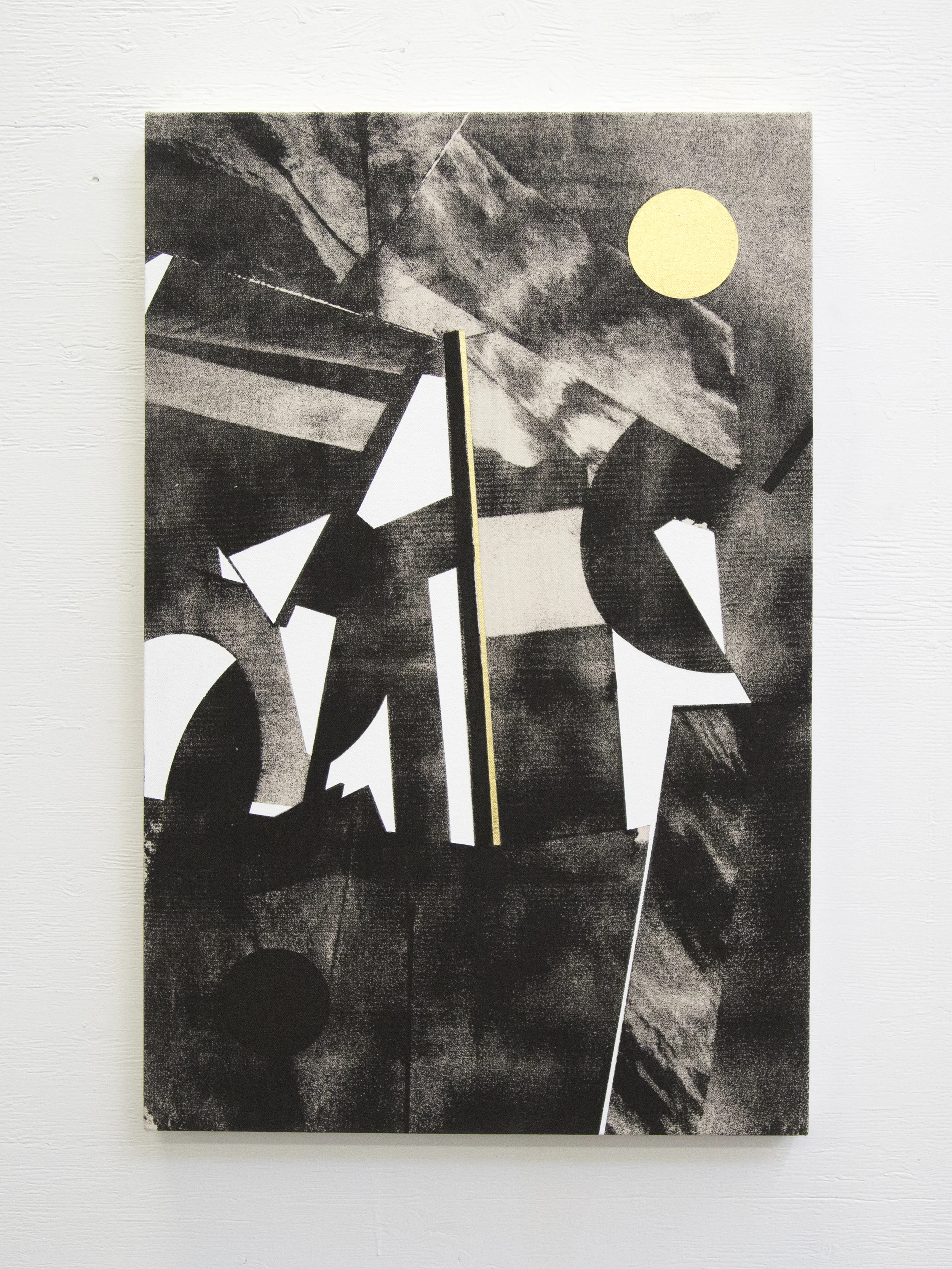 Panos Tsagaris, Untitled, 2015. Gold leaf, acrylic and silkscreen on canvas. Courtesy the artist and Kalfayan Gallery-Athens.