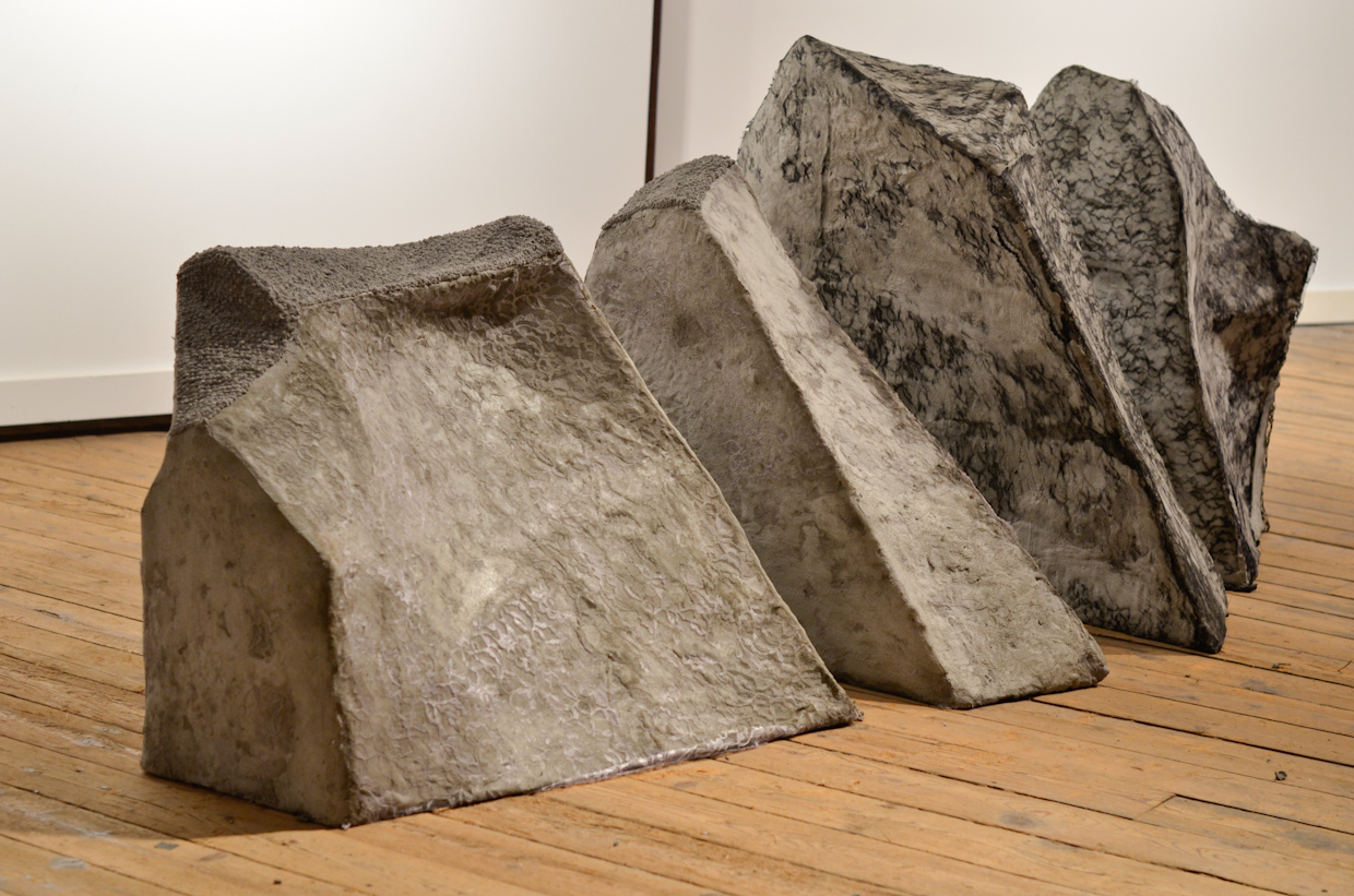   Greenwood Rock , 2015 Cement, lace and steel, 40x70x30 inches   