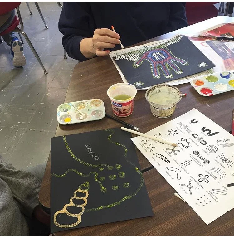Aboriginal design paintings -early stages