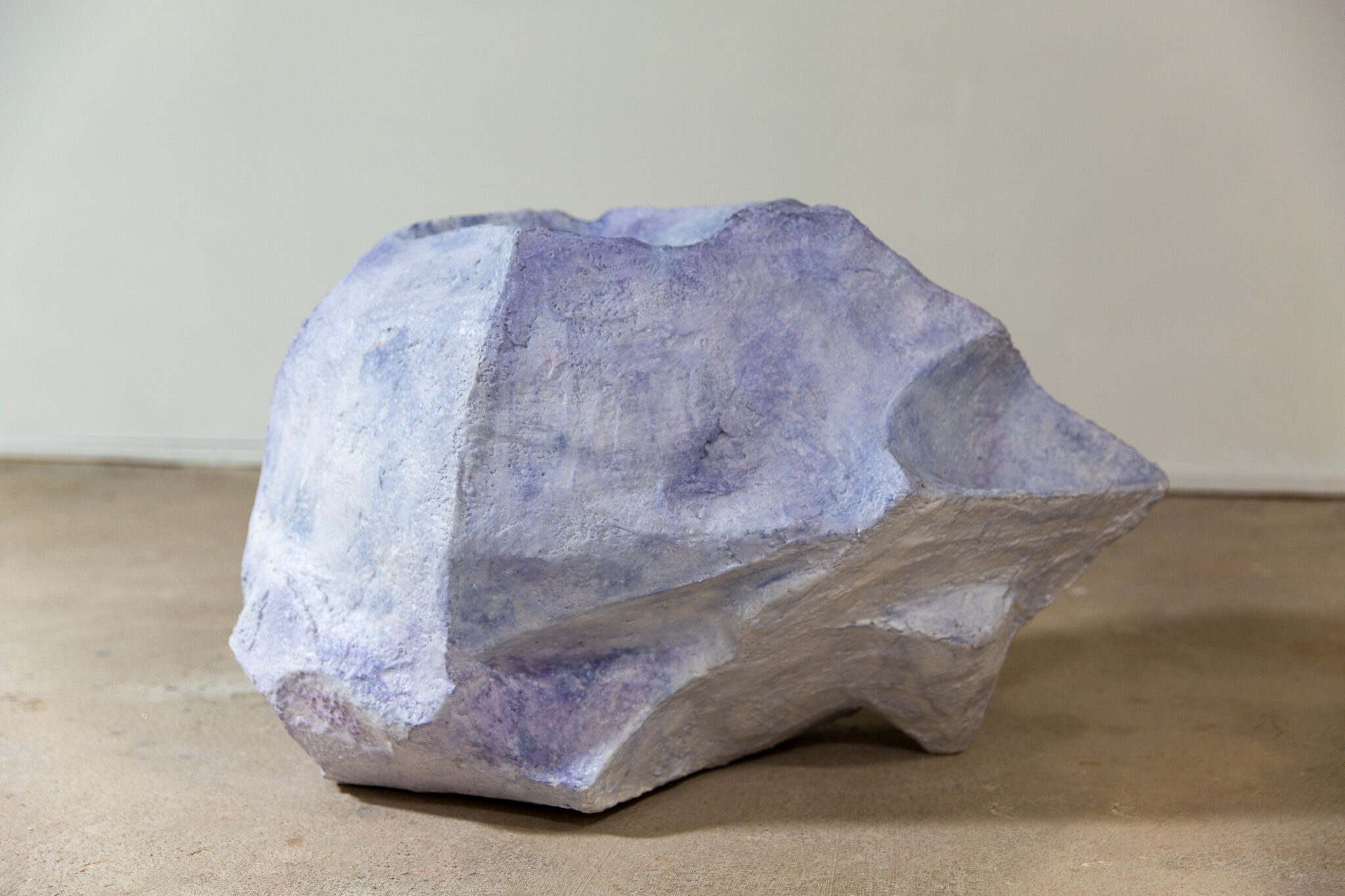   Violet Sample , 2020 Cardboard (from recycling bin), plaster, paper pulp, paint, encaustic, 26x35x18 inches 
