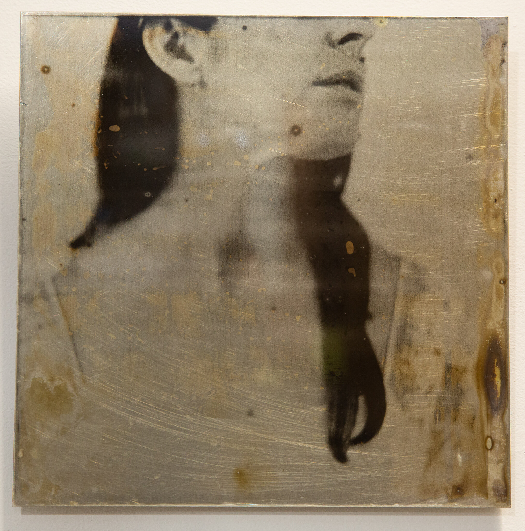   Untitled (photograph from the void) , 2020 Liquid emulsion on found steel plates, 12x12 inches 