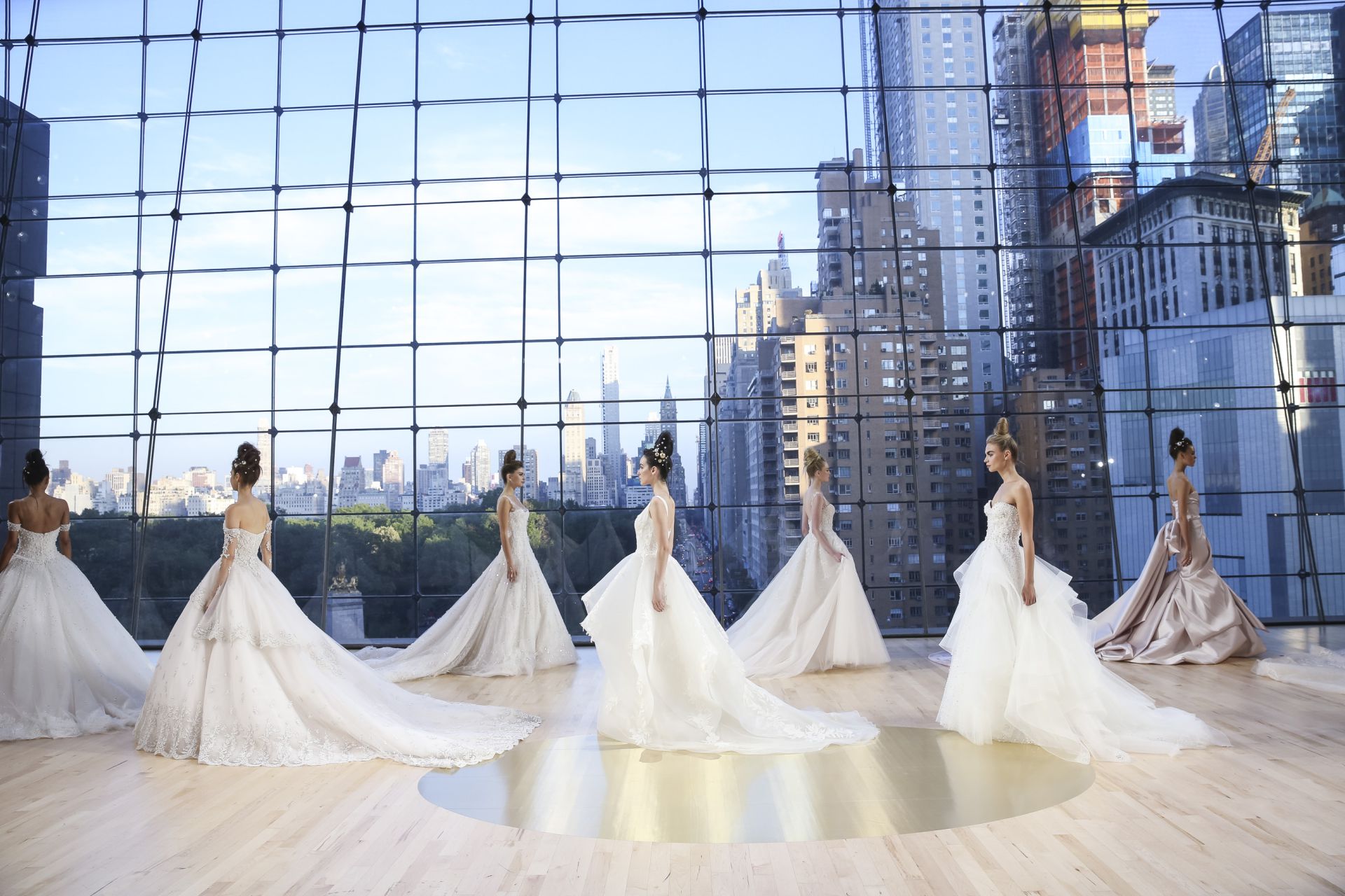 A parade of princess brides dressed by Ines Di Santo.