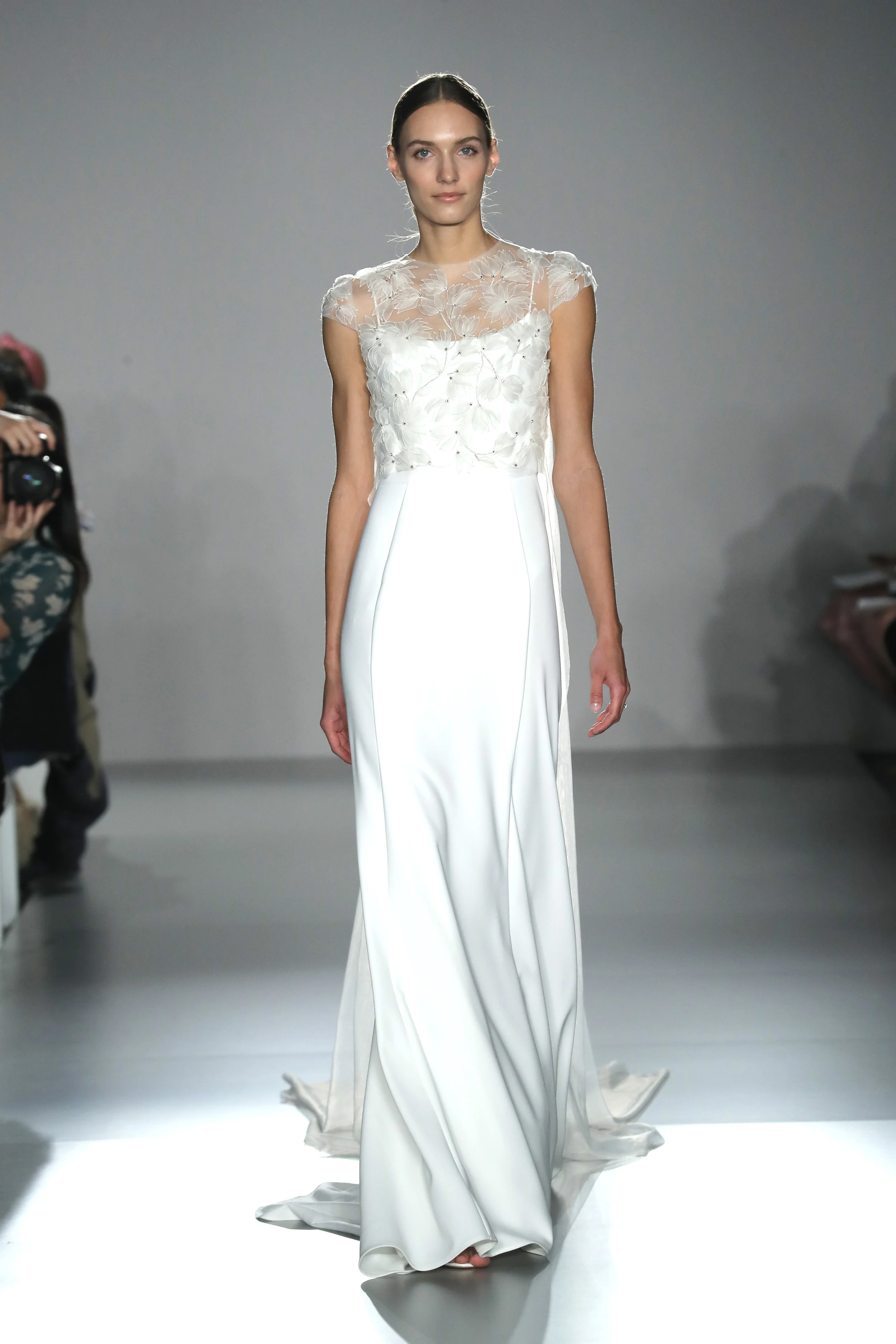  NEW YORK, NEW YORK - APRIL 12: A model walks the runway for Amsale Blue Label collection during Amsale Spring 2020 Bridal Runway Show on April 12, 2019 in New York City. (Photo by JP Yim/Getty Images for Amsale) 