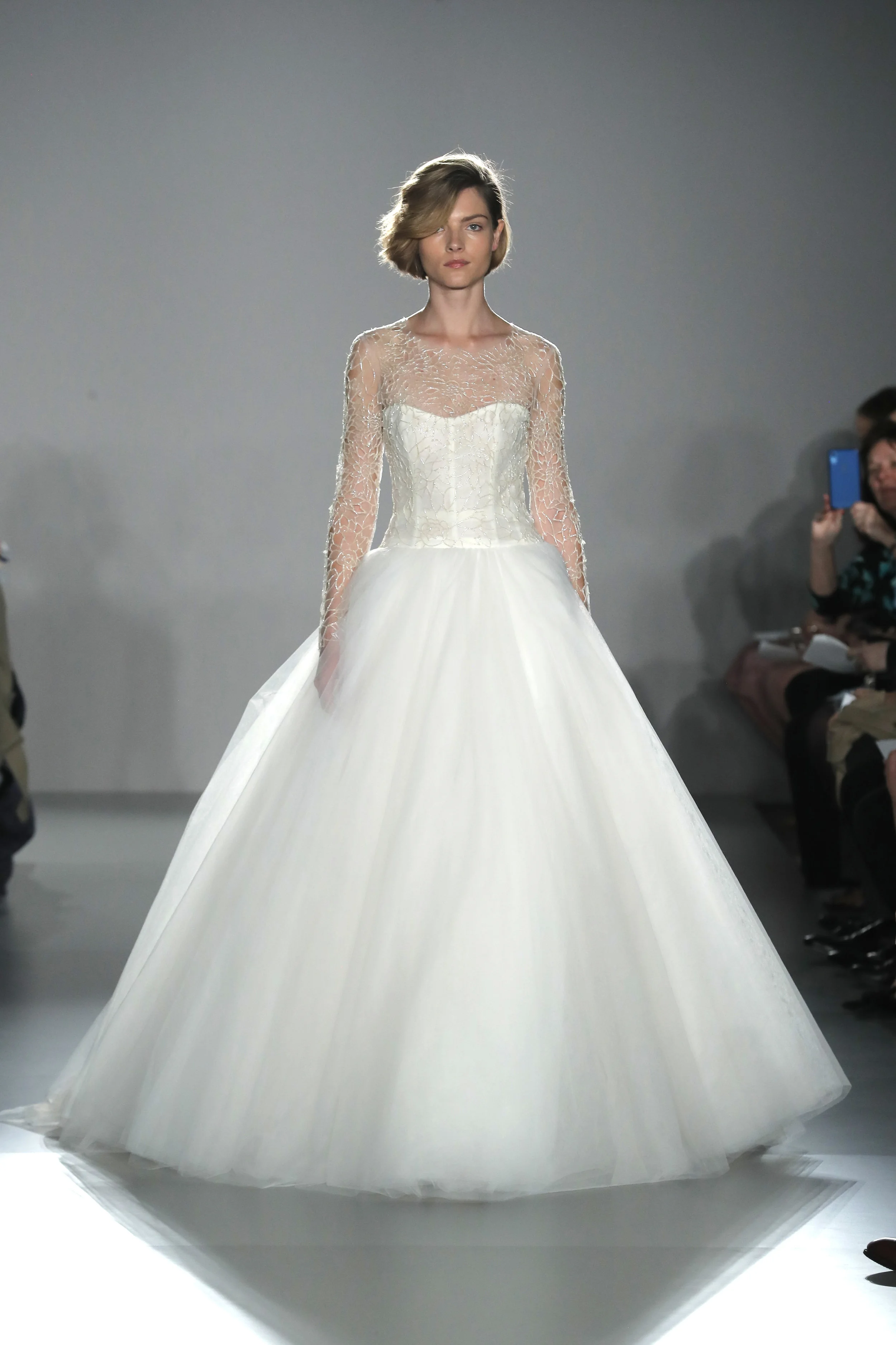  NEW YORK, NEW YORK - APRIL 12: A model walks the runway for Amsale Blue Label collection during Amsale Spring 2020 Bridal Runway Show on April 12, 2019 in New York City. (Photo by JP Yim/Getty Images for Amsale) 