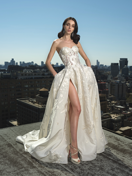 chinese dress ladies RAFFIA STRAPLESS FULL SKIRT GOWN