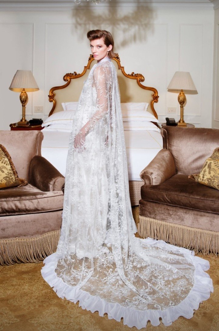 The &quot;Faye&quot; cape by @efbridal is showstopping! 😍 Sublime vision in lace✨

#ElizabethFillmore #EFBridal #NYLBFW  #LaceVeil #BridalFashion #LuxuryBridal #ModernBride #BridalInspiration #WeddingStyle #BridalCouture #BridalLook #BridalDetails