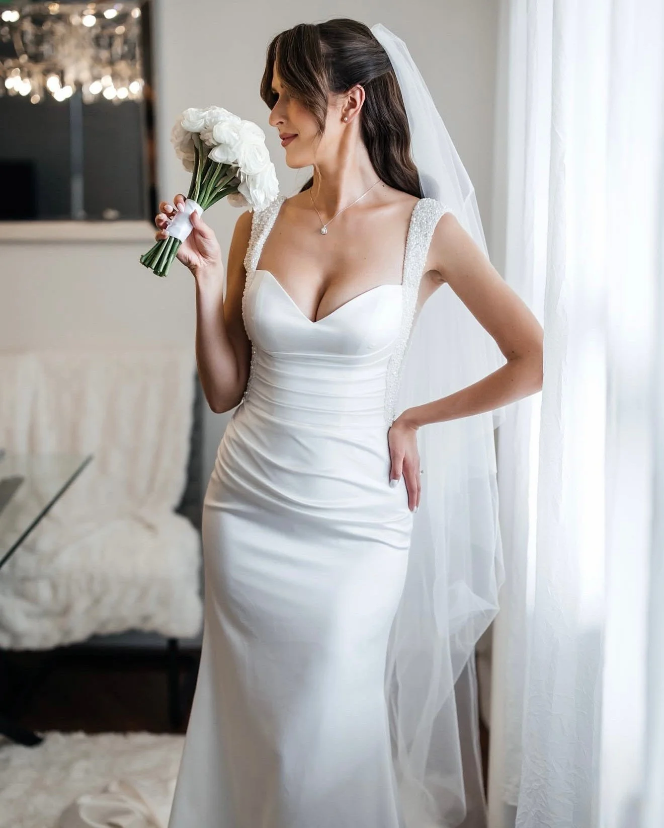 The look of a bride about to marry her best friend. 🕊️ Radiant in Ricca Sposa. Everything about this moment is perfect. 💍 @riccasposa

#wedding #weddinginspo #bridalinspo #bridal #bride #riccasposa #floraldress  #atelier #nylbfw #weddingdressinspo 
