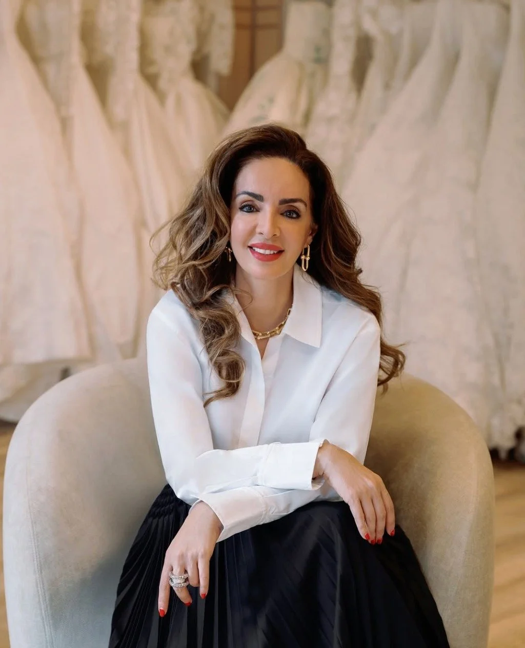 Meet the face behind the iconic brand, @sarehnouri 🤍 "Everlasting glamour, effortless femininity, elegance beyond time - these are the foundational qualities of inspiration that are the beating heart of all Sareh Nouri designs." &ndash; Sa